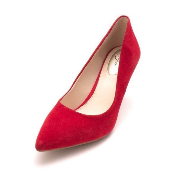 Alfani Jeules Red Faux Suede Pointed Toe Heels Womens Size 7 Medium - Picture 16 of 16